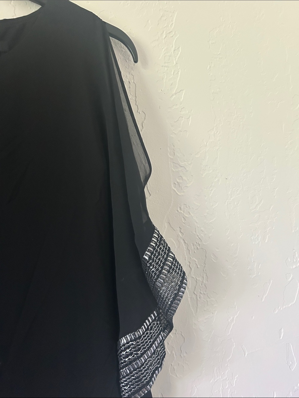 SLNY Black Wide-Leg Jumpsuit with Silver Embellished Overlay - Picture 6 of 9